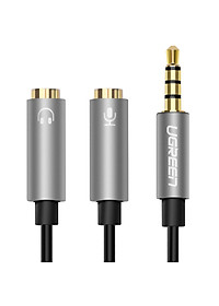 Dây chuyển đổi 3.5mm đực sang hai đầu 3.5mm cái (1 đầu hỗ trợ Mic, 1 đầu hỗ trợ tai nghe) UGREEN AV141 - Hàng chính hãng
