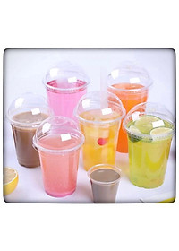 100 LY CỐC NHỰA CÓ LẮP CẦU ly cốc nhựa có nắp cầu loại 400ml & 500 ml , cốc nhựa dùng 1 lần, đựng cafe, trà sữa...