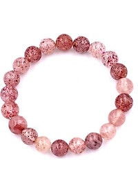 Vòng đeo tay Thạch Anh Dâu Tây 8 ly 21 hạt - hợp mệnh Hỏa, mệnh Thổ