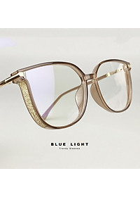 Gọng Kính Cận, Kính Giả Cận Nữ Mắt Mèo Viền Dày Ánh Nhũ Nữ Tính,  Chống Ánh sáng Xanh, Gọng Nhựa Dẻo TR90 Đen, Nâu, Trong Suốt - BLUE LIGHT