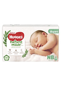 Tã/Bỉm dán sơ sinh Huggies Platinum NatureMade - Gói Super Jumbo S82/ NB60 - Hàng chính hãng