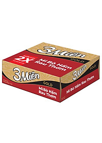 Thùng 30 Gói Mì 3 Miền Gold Bò Hầm Rau Thơm 75g