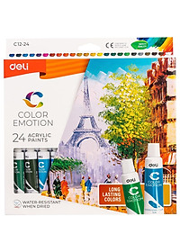 Màu nước Acrylic dạng tuýp 12ml Deli - 12/24 màu - 1 hộp - EC12