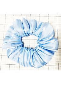 Cột tóc scrunchies màu ngọc ánh kim sang trọng size trung lớn