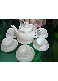 Bộ ấm chén kẻ chỉ vàng