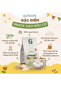 Bánh Snack Ăn Dặm Hữu Cơ Cho Bé GUfoods 40g - Thành Phần Gạo Organic, Không Gia Vị, Dễ Tiêu Hoá