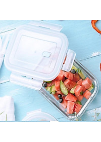 Bộ 2 Hộp Cơm Văn Phòng, Chất Liệu  Thủy Tinh Chịu Nhiệt Tốt, Nắp Nhựa PP Cao Cấp An Toàn Sức Khoẻ Kèm Túi Xách Tiện Lợi- Hàng Chính Hãng MINIIN