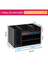 Kệ sách gỗ kệ sách mini trang trí bàn làm việc SMLIFE Atonio