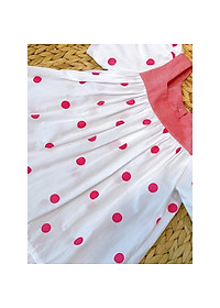 Váy Đầm Tay Chuông Cổ Vuông Chấm Bi Hồng SoraChan - M040