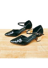 Giày sandal nữ hàng hiệu rosata cao gót đế cao 5 phân màu đen za05