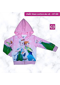 Áo khoác bé gái hình Elsa và Anna từ 9-40kg Áo khoác nữ - Thun da cá hút mồ hôi- Hình in 3D-Hương Nhiên