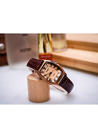 Đồng Hồ Nữ Julius Hàn Quốc JA-703LD Cổ Điển Dây Da Màu Nâu