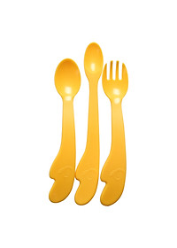 Bộ thìa dĩa ăn dặm làm từ nhựa sinh học Dừa - Set thìa dĩa 3 món UINLUI