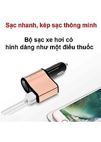 Tẩu sạc ô tô nhãn hiệu Hoco Z10 có 2 cổng USB (5V 2.1A) và màn hình Led hiển thị thông số điện áp