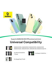 Bộ cốc sạc nhanh kèm cáp C to C Baseus Super Si Quick Charger 1C 25W Sets（PD/ QC3.0 Quick charger, With Cable) dùng cho sam sung S20, S21- Hàng chính hãng
