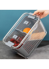 Hộp Đựng Thực Phẩm dễ dàng bảo quản rau củ để Tủ Lạnh 2 Lớp Có Lỗ Thoát Nước, Có Khóa Thoát Khí - Hàng Loại 1 