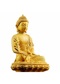 Tượng đức phật Dược Sư - tượng phật Dược Sư bằng gỗ hoàng dương - C145 (Hàng cao cấp, tinh xảo, Cao 14.5 cm)