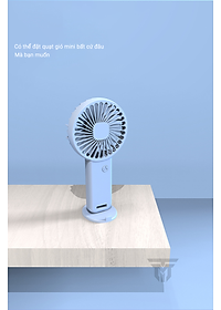 Quạt Cầm Tay Mini Tích Điện Teement, Có Giá Đở Điện Thoại, Sạc USB Di Động Tiện Lợi - Hàng Chính Hãng