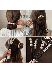 Kẹp búi tóc, kẹp quấn tóc dẻo củ tỏi đa năng, kẹp tóc đính hoa - ngọc hot trend style Hàn Quốc cho nữ - Culi.accessories