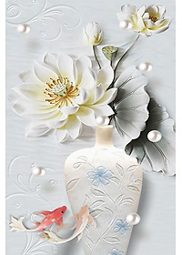 Tranh dán tường 3D hoa sen trắng 1 TDT03