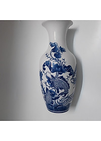 Cặp Lộc Bình, lọ hoa sứ bát tràng cao 38 cm ( cá chép, tùng hạc, chim công,  tùng và hoa mẫu đơn),  (giao ngẫu nhiên)