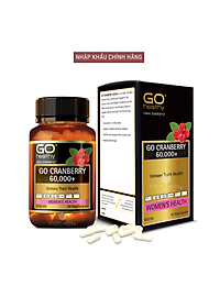 Viên uống viêm đường tiết niệu nhập khẩu chính hãng New Zealand GO CRANBERRY 60000+ (30 viên) hỗ trợ điều trị viêm đường tiết niệu, viêm phụ khoa, giảm tiểu buốt, tiểu dắt, tiểu đêm, khó đi tiểu