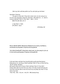 Thư Giãn Và Nhận Biết - Pháp Thiền Chánh Niệm Cho Tâm Sáng Tỏ, Tự Tin Và Trí Tuệ