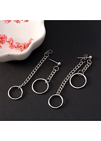 Bông tai khuyên tai 1 đôi xích tròn so le lạ mắt