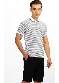 Áo Polo Nam Dệt Sọc Novelty NATMSNMCSR191043N - Trắng Sọc Đen