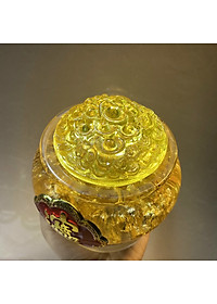 Bát Tụ Bảo vàng lá Thần Tài đế thủy tinh 12cm phong thủy - sung túc chiêu Tài đón Lộc
