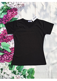 Áo thun nữ trơn cổ tim tay ngắn thun cotton 4 chiều form ôm body MXM ( ANU007 )