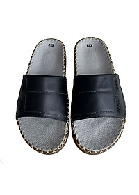 Dép nam quai ngang da bò đế doctor cao 2.5cm màu đen Trường Hải DN01-125