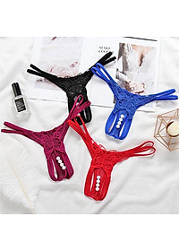 Quần lót lọt khe dây đính hạt - đỏ mận