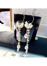 Bông tai chuỗi ngọc trai pha lê sang trọng