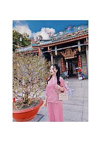 Bộ Đi Lễ Chùa - Đồ Lam Nữ Đi Chùa Đẹp Cao Cấp Trang Nhã Vải Lụa Hoa Nổi 2021 Dành Cho Phật Tử AL002