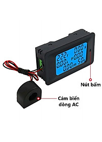 Công tơ,đồng hồ điện tử hiển thị 6 thông số 1 pha 100A/220V, Thiết bị đo công suất 100A,