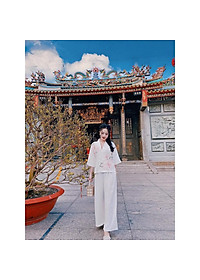 Bộ Đi Lễ Chùa - Đồ Lam Nữ Đi Chùa Đẹp Cao Cấp Trang Nhã Vải Lụa Hoa Nổi 2021 Dành Cho Phật Tử AL002