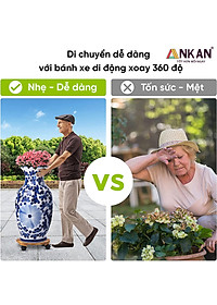 Combo 2 Đế Lót Chậu Cây Có Bánh Xe ANKAN 30cm Gỗ Tràm Mặt Tròn Màu Vàng, Chính Hãng