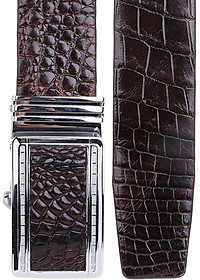 Thắt Lưng Nam Da Cá Sấu Nguyên Con Bản Lớn Huy Hoàng HT4237 - Nâu Đất