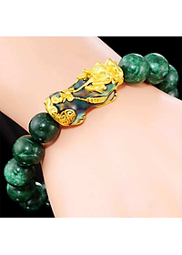 Vòng tay đá ngọc Malaysia mix tỳ hưu đổi màu theo nhiệt độ MS306