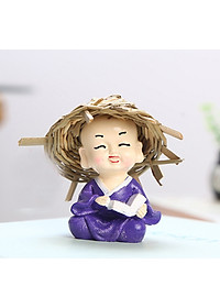 Bộ 08 tượng nón rơm (Tứ Không và Cầm Kỳ Thi Họa) kèm chân đế ngang 8 ô