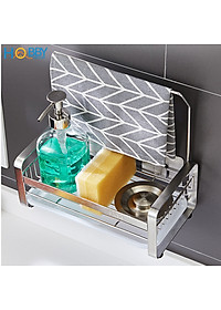 Kệ đựng đồ dùng rửa chén có treo khăn dán tường Hobby home decor KRC4