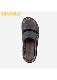 Dép Nam Quai Ngang Da Bò Sunpolo SUD24D - Đen