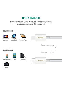 Ugreen UG40419US142TK 1.5M màu trắng Dây USB Type-C sang micro USB - HÀNG CHÍNH HÃNG