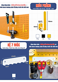 Phụ kiện hộp bút + khay đựng + kệ L ngắn + kệ L Dài + móc treo Dola Home - Phụ kiện bảng lỗ Pegboard kim loại
