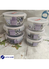 Bộ 6 Hộp Bảo Quản Thủy Tinh Tròn Lock&Lock Glass Euro (LLG821x3,LLG831x3) LLG821S6