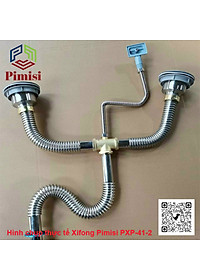 Xi Phông Chậu Rửa Bát 2 Hố Pimisi PXP-31-2 Inox Cao Cấp Kiểu Chun Uốn - Kim Loại Bẻ Cong Được, Thoát Nước Nhanh, Dùng Để Xả Thải Nước Bồn Rửa Chén 2 Hộc Thu 110 Inox 304, Chống Mùi Hôi Và Côn Trùng Gián, Chuột Cắn Phá - Có Đầu Thoát Tràn | Hàng Chính Hãng