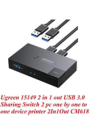 Ugreen UG15149CM618TK 2 vào 1 ra Bộ gộp USB 3.0 hỗ trợ tốc độ 5Gbps kèm 2 cáp 2 đầu USB 3.0 dài 1.5M Màu Đen - HÀNG CHÍNH HÃNG
