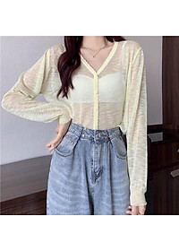 Áo khoác len cadigan mỏng 5 khuy màu pastel nhẹ nhàng