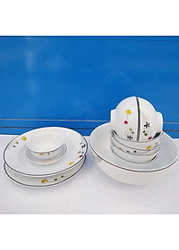 Bộ đồ ăn 11 thứ hoa A04 sứ Long Phương AH259011 họa tiết hoa Cẩm Vi